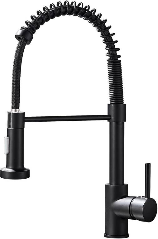 Grifo de cocina negro con pulverizador dual giratorio 360°