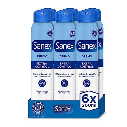 Sanex Dermo Extra Control Desodorante Spray, Pack 6 Uds x 200 ml,