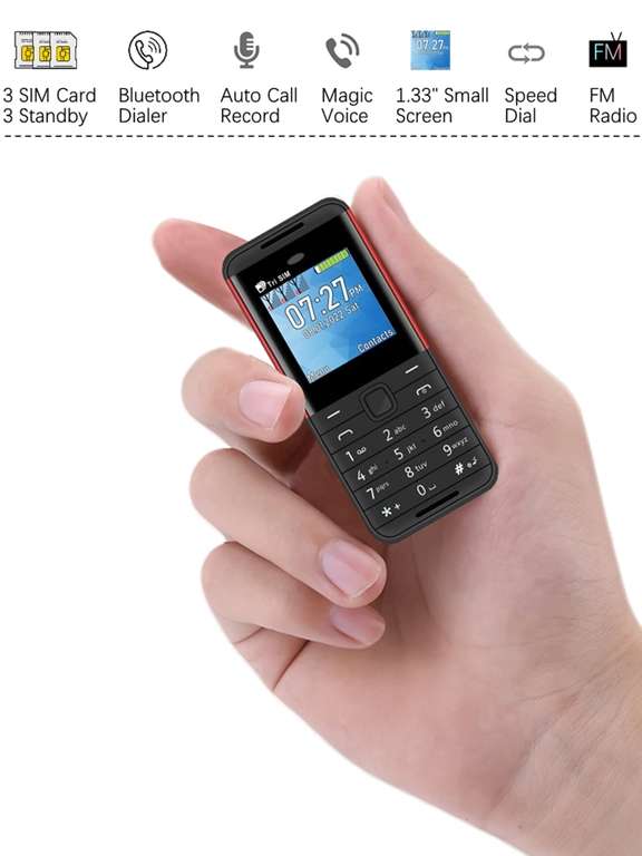 Teléfono Móvil BM5310 con Bluetooth, Llamadas, cámara Linterna, Radio, 3 Tarjetas SIM
