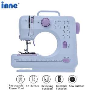 Inne-Máquina de coser eléctrica portátil, función overlock de 12 puntadas (EL 23 DE OCTUBRE A LAS 10:00) desde españa