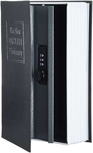 Amazon Basics - Caja de seguridad en forma de libro - Cerradura con combinación - Negro