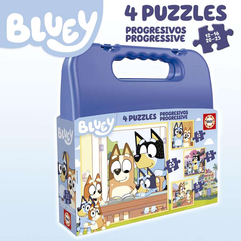Educa - Set de Cuatro Puzzles progresivos de 12 a 25 Piezas con los Personajes de Bluey