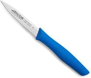 Arcos Serie Nova, Cuchillo Mondador, Hoja de Acero Inoxidable de 85 mm, Mango de Polipropileno Color Azul