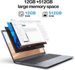 Ordenador Portátil 15,6 Pulgadas 12 GB RAM 512 GB SSD, Celeron N5095, hasta 2,9 GHz, 1920 x 1080 FHD, 2,4/5,0 G WiFi, Bluetooth 4.2