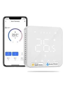 Termostato inteligente WiFi, Termostato de Calefacción para Calderas de Gas/Agua, Compatible con Apple HomeKit, Alexa, Google Assistant