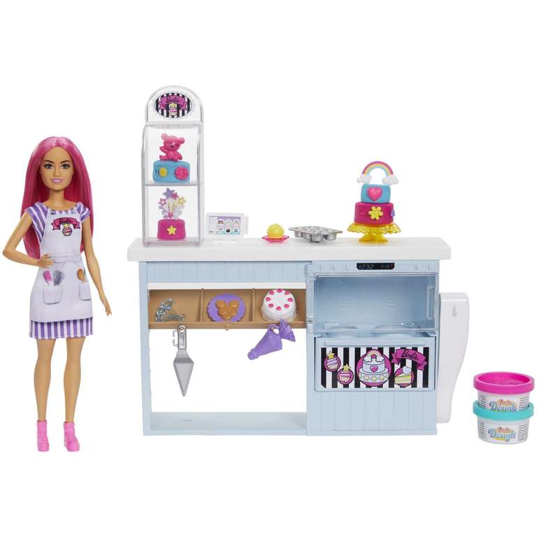 Barbie y su Pastelería Muñeca Pelo fantasía con Tienda, Juego de plastilina y Accesorios de Juguete [Tmbn Fnac]