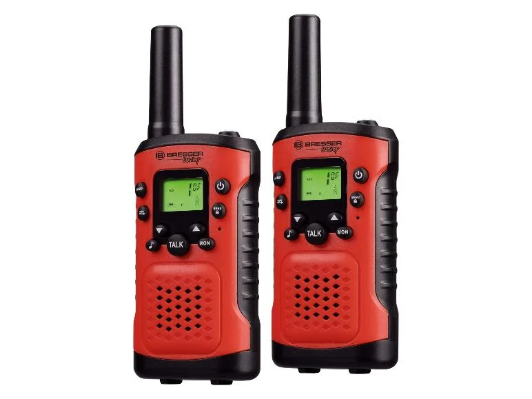 Walkie-talkie infantil, Linterna integrada y pantalla iluminada 2 unidades azul o rojo