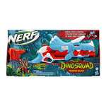 Nerf Lanzador DinoSquad Tricera-Blast, Carga de 3 Dardos con Apertura, 12 Dardos, Porta-Dardos, diseño de Dinosaurio Triceratops