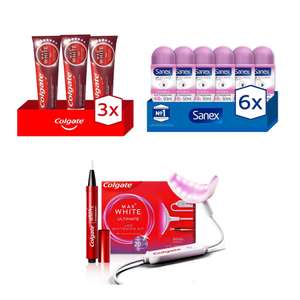 Colgate Kit Led + pack 3 pastas max white one+ pack 6 sanex dermo invisible