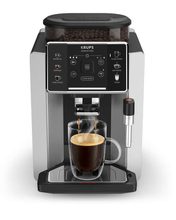 Cafetera superautomtica - Krups Sensation C90 EA910E10, 1450 W, 15 bar, 1.7 L, 6 programas, 2 tazas, Barista Inside Technology, Autolimpieza