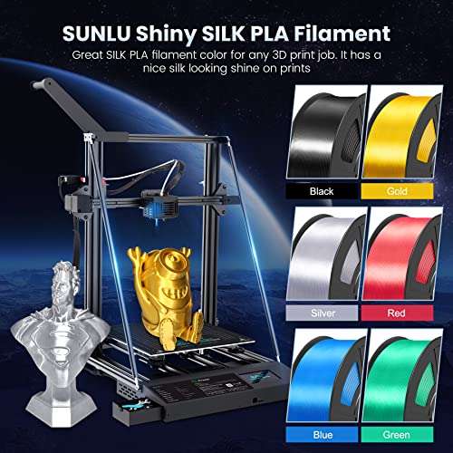 Filamento 3D Pla+ Silk 1Kg (seda brillante, con brillo) Plata, oro, negro, etc... para impresora 3D. Precio Mínimo Amazon.
