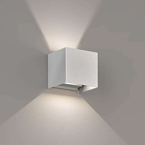 Fischer & Honsel Lámpara de pared LED para exteriores con 2 focos con máxima efecto de luz, salida de luz ajustable, protección IP54