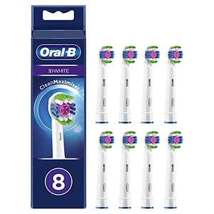 Oral-B 3D White Cabezales de Recambio, Pack de 8 Recambios Originales con Tecnología CleanMaximiser para Cepillos de Dientes Eléctricos