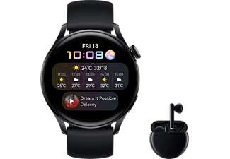 Smartwatch - Huawei WATCH 3 Active, Negro + Auriculares Huawei FreeBuds 3, Negro