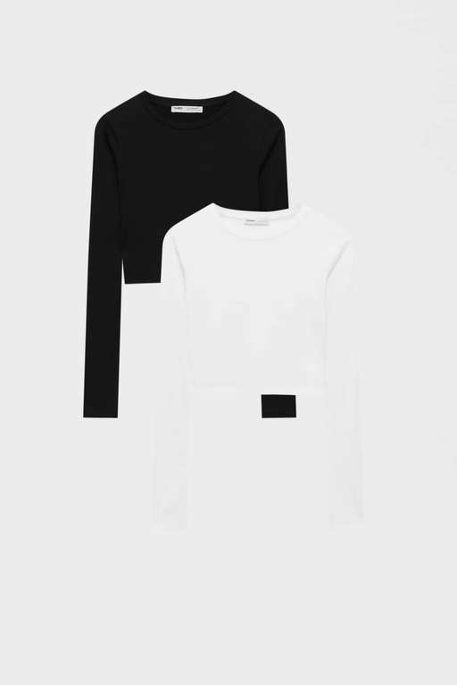 Pack 2 camisetas básicas de algodón (blanca-negra o blanca-rosa).