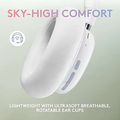 Logitech G G735 Auriculares Inalámbricos Gaming, LIGHTSYNC RGB Personalizable, LIGHTSPEED, Bluetooth, Conector 3,5mm - Blanco Niebla