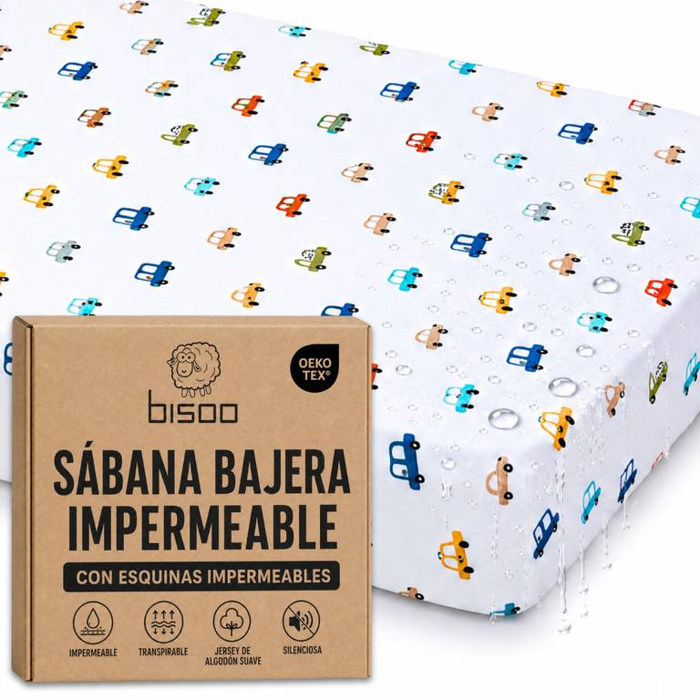 Bisoo Sabana Magica 90×200. Bajera de Algodón Jersey Impermeable y Transpirable para Cama Infantil 90