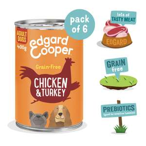 Edgard & Cooper Comida Húmeda para Perros Adultos - Latas 400g x 6 - Pollo & Pavo