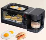 Máquina de desayuno 3 en 1 con cafetera, horno y plancha