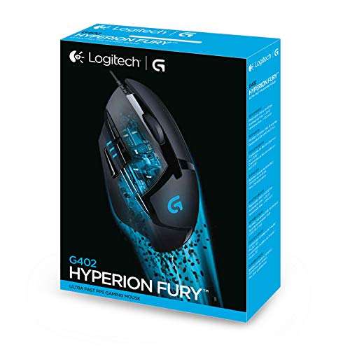 Logitech G402 Hyperion Fury USB Ratón Gaming con Cable, Seguimento Óptico 4,000 DPI, Peso Reducido, 8 Botones Programables, PC/Mac - Negro