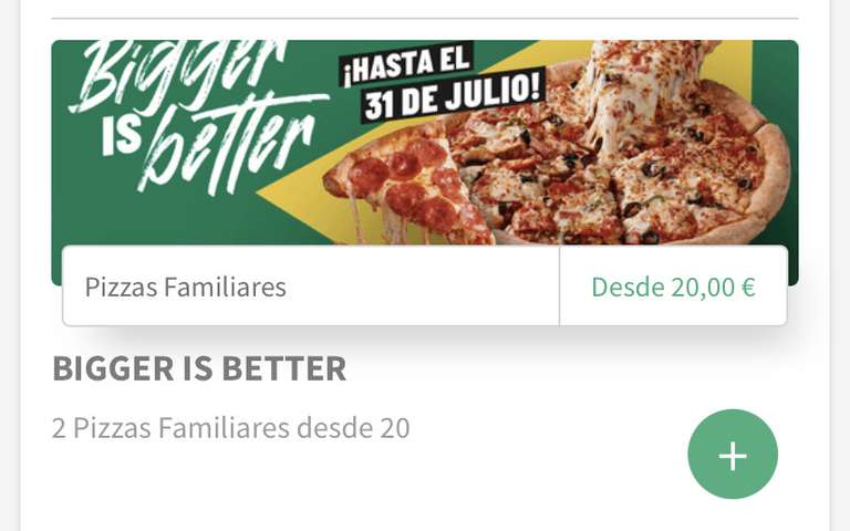 2 Pizzas Familiares en Papa John's por 13,95€