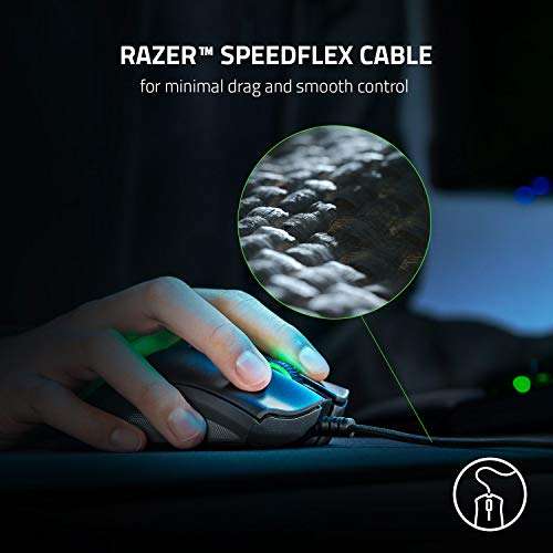 Razer DeathAdder V2 - Ratón con cable y comodidad ergonómica PC / Mac (interruptores ópticos, sensor óptico Focus+ 20K, cable Speedflex)