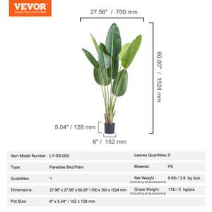 VEVOR-palmera Artificial para el hogar, planta de imitación de 4/5/6 pies de altura, Material PE seguro y protección de inclinación