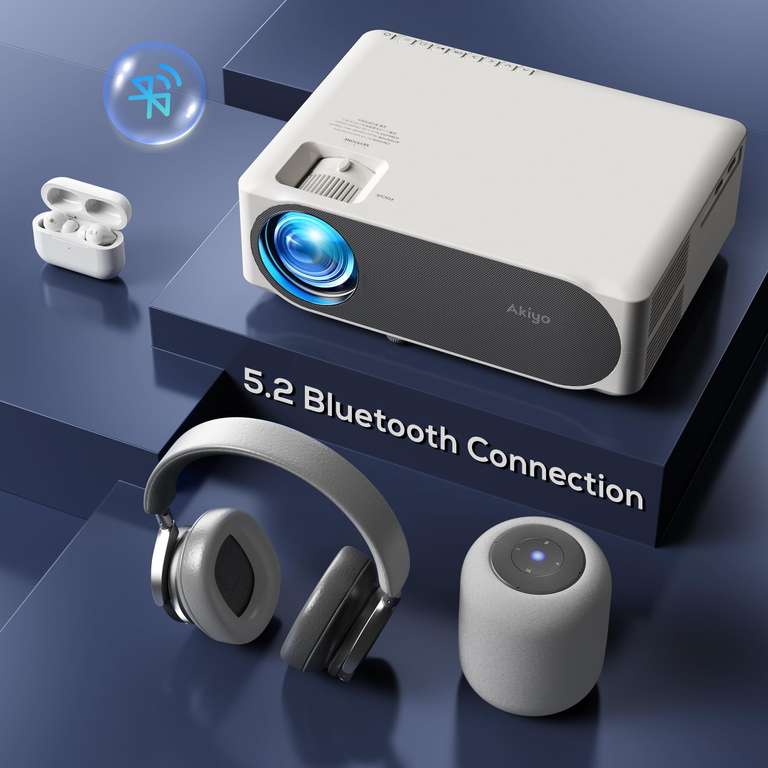 Proyector, 20000 Lumens Proyector 4K Soporte 1080P Nativo WiFi 6 Bluetooth Proyector Portátil, AKIYO O8 Proyector Cine en Casa