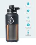Botella Termica 1 L, botella agua acero inoxidable botellas de agua, Sin BPA Mantiene Frío o Calor 48 Horas, negro