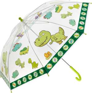 Idena 50049 - Paraguas para niños y niñas, con simpático motivo de dinosaurio en plástico transparente