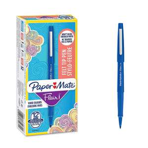Paper Mate Flair - Rotulador, punta mediana de 1,1 mm, caja de 12, azul