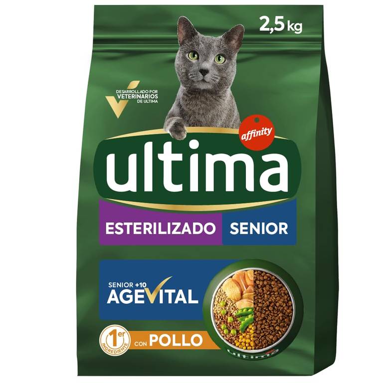 2x Ultima Pienso para Gatos Senior Esterilizados con Pollo – 2,5kg