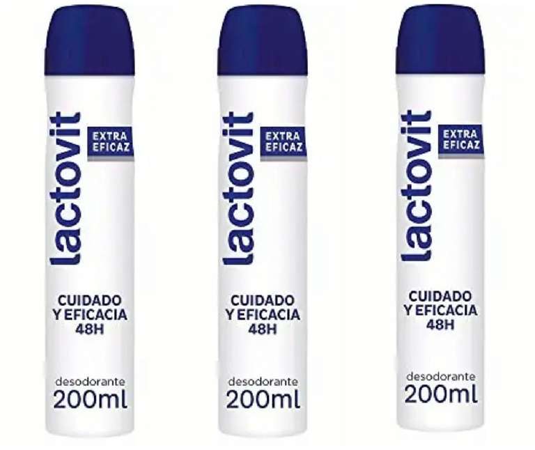 3x Lactovit - Desodorante Extra Eficaz con Microcápsulas Protect, 0% Alcohol, Anti-irritaciones y Eficacia 48H [1'56€/ud]