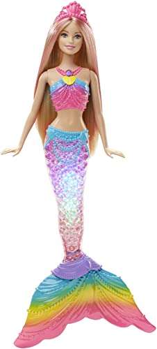 Barbie Muñeca Sirena - Función de Cambio de Color con Agua - Pelo Arcoíris y Tiara & Dreamtopia, muñeca Sirena Luces de Arcoíris