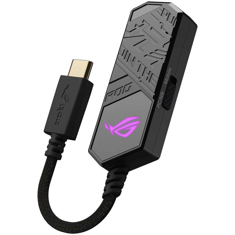 ASUS ROG Clavis, Tarjeta de sonido USB-C a jack de 3,5 mm, Compatible PC, MAC, móvil, PlayStation 5 y Nintendo Switch