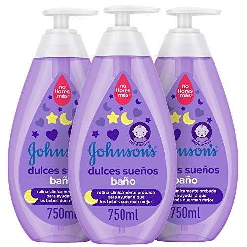Johnson's Baby Baño Dulces Sueños, delicado para la piel y el uso diario - 3 x 750 ml