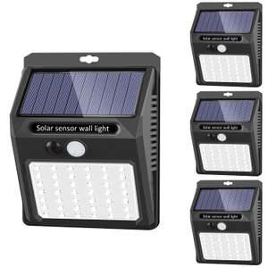 Pack 4 x Focos LED solar para exteriores con sensor movimiento