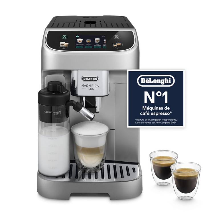 Cafetera Superautomática De’Longhi Magnifica Plus– Perfetto LatteCrema Jarra de leche automática, 18 Bebidas, Pantalla Táctil