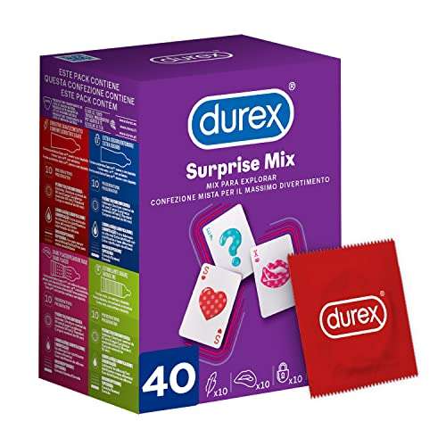 Durex. 40 preservativos mixtos. Surprise mix. Compra recurrente por 17.66