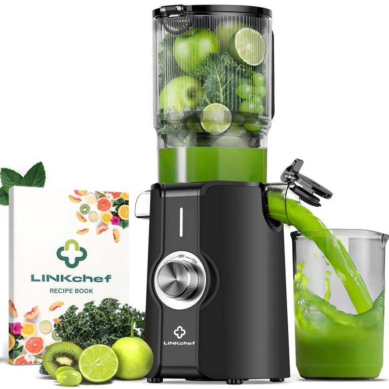 LINKChef extractor de zumos y verduras, boca de 115 mm y 1,2L licuadora para verduras y frutas