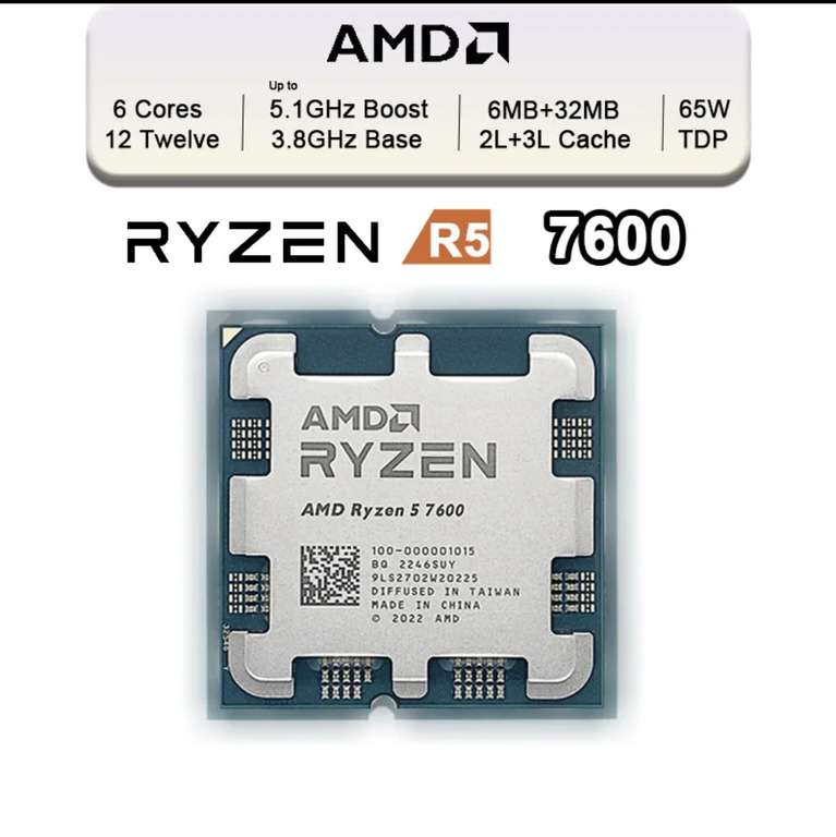 CPU AMD Ryzen 5 7600 6C/12T 3.8/5.1 ghz