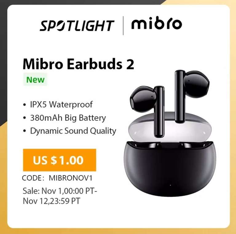 Mibro-2 con auriculares inalámbricos Bluetooth 5,3, dispositivo de audio TWS, IPX5 resistente al agua