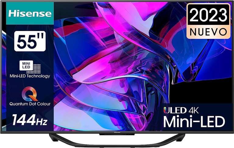 Hisense 55U7KQ Mini-LED VIDAA Smart TV, 55 Pulgadas Televisor, Quantum Dot Colour, Modo Juego de 144Hz