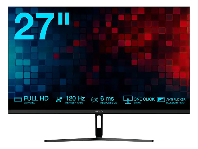 Monitor - PEAQ PMO S275-VFC, 27" Full-HD, 75 Hz, 6 ms, VA, FreeSync, Negro