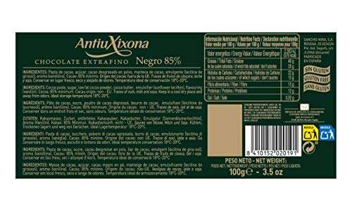 Antiu Xixona Chocolates Premium - Chocolate Negro 85% Cacao