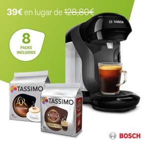 Cafetera Tassimo a elegir + 8 packs de café + 1 pack a añadir al gusto