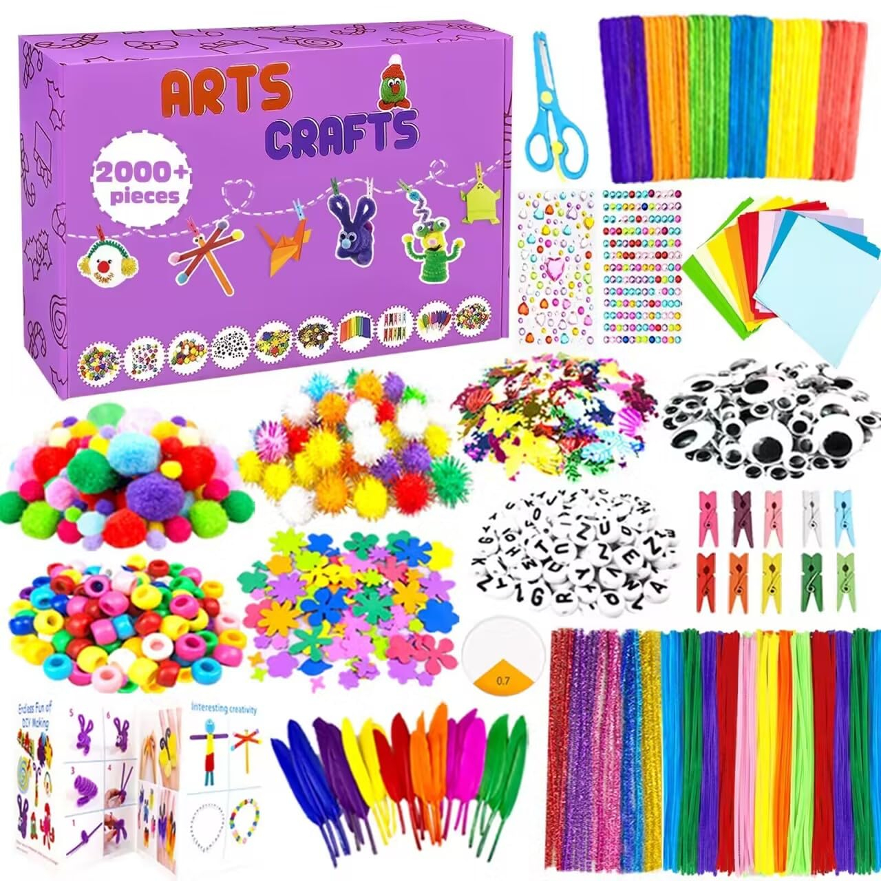 2000 PIEZAS para MANUALIDADES - Material Niños y Niñas - DIY Creativo Kit Juego DE Limpiapipas Set Manualidades