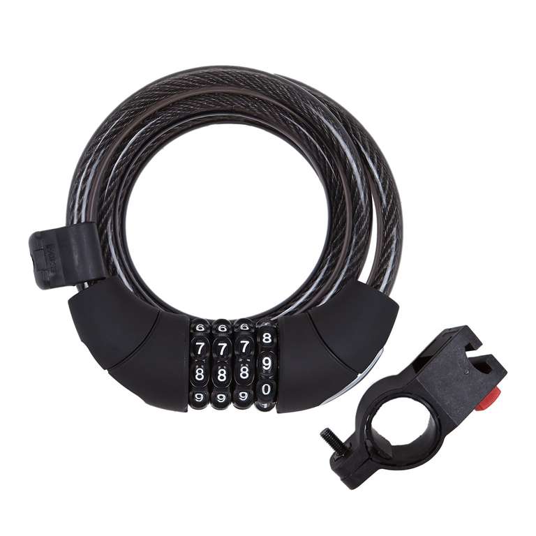 Cable con candado antirrobo de acero 120 x 1 cm - 10.000 combinaciones - color negro