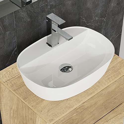 Conjunto Mueble de Baño + Espejo + Lavabo Cerámico + Grifo + Sifón Extensible y Válvula Desagüe