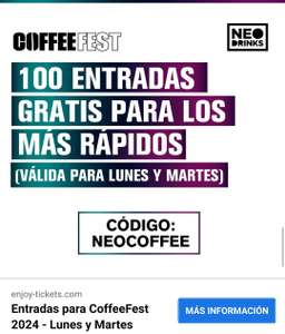 100 Entradas gratis Coffee Fest 2024 (MARTES 20)
